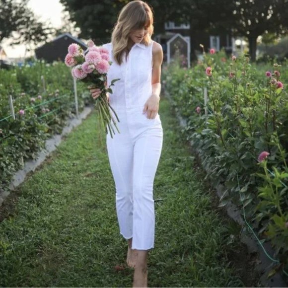 Pilcro by Anthropologie White Denim Stretch Jumpsuit XS Size 0 - Picture 5 of 10